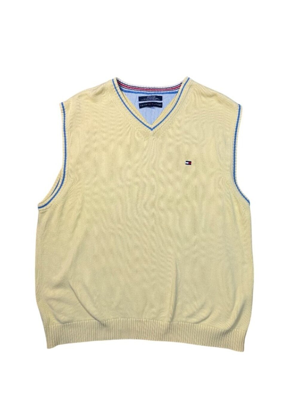Tommy Hilfiger Men's Cotton V-Neck Sweater Vest Cotton Butter Yellow Size XL